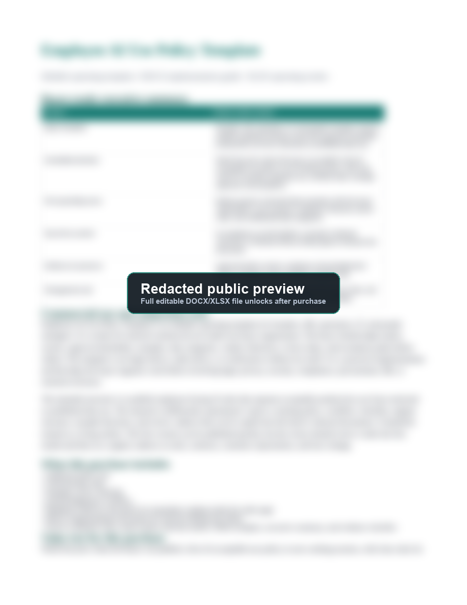 Employee AI Use Policy Template DOCX implementation guide preview